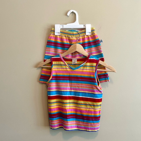 Copper Key Colorful Striped Kids' Tank and Shorts Set, Size 6 - Picture 1 of 7